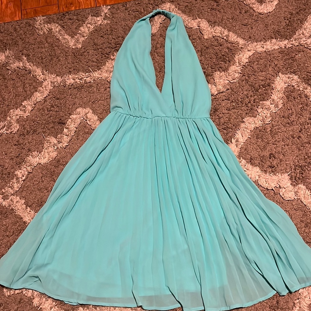 Open Back Aqua Woman Dress